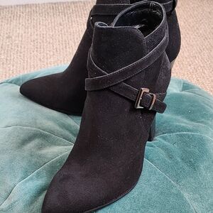 Barneys New York Black Suede Ankle Booties,Size 8